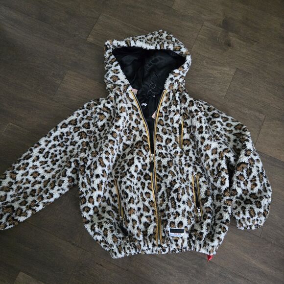 Miu Miu Leopard Teddy Brown Bomber Jacket Hooded Coat size 42 6 S NEW - Picture 6 of 15
